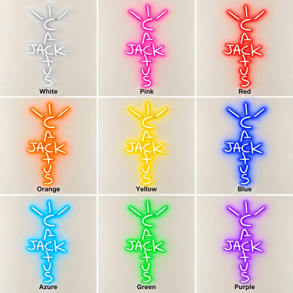 Cactus Jack LED Neon Sign - nine-color grid