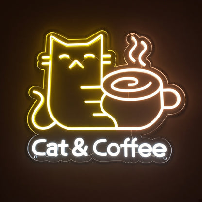 Cat & Coffee LED Neon Sign - product hero
