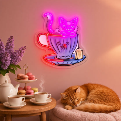Cat in Teacup LED Neon Sign - advertising view