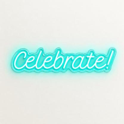 Celebrate! LED Neon Sign - natural light view