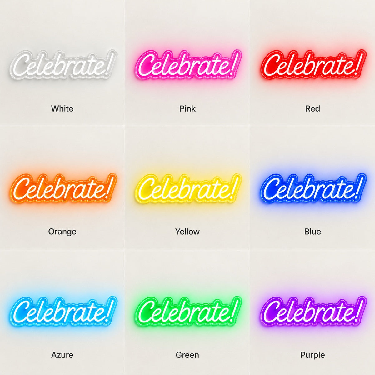 Celebrate! LED Neon Sign - nine-color grid