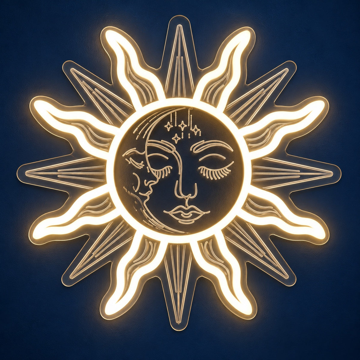 Celestial Sun Moon Face LED Neon Sign - product hero