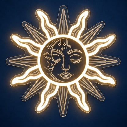 Celestial Sun Moon Face LED Neon Sign - product hero