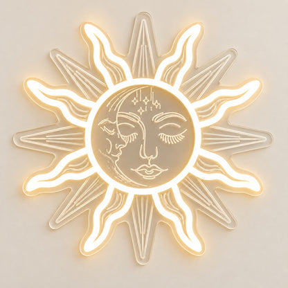 Celestial Sun Moon Face LED Neon Sign - natural light view