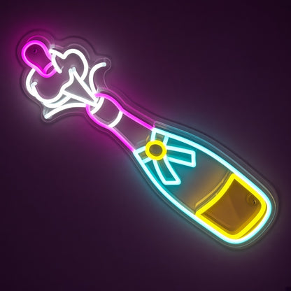 Champagne Bottle Pop LED Neon Sign - product hero