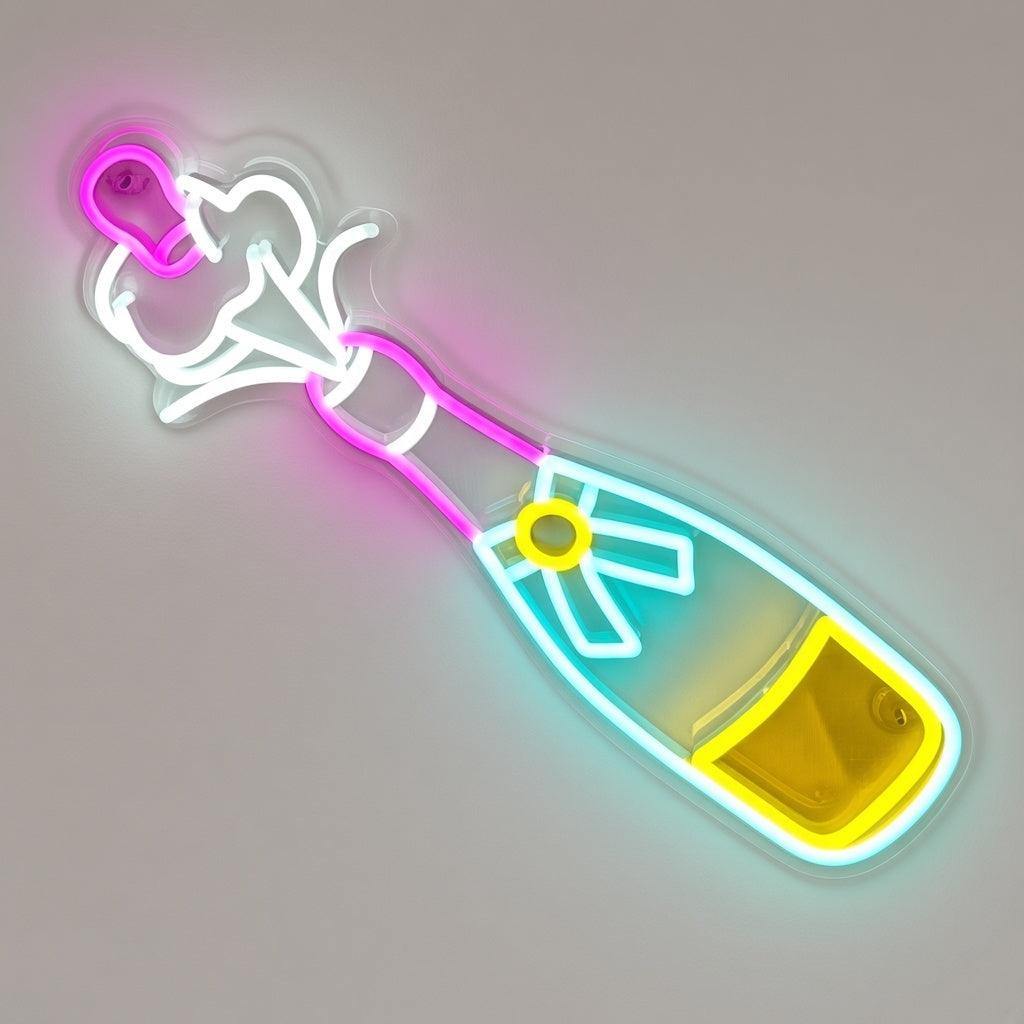 Champagne Bottle Pop LED Neon Sign - natural light view