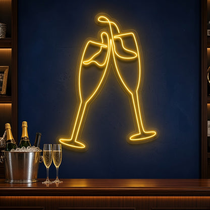 Champagne Glasses Toast Bar Decor LED Neon Sign - advertising view