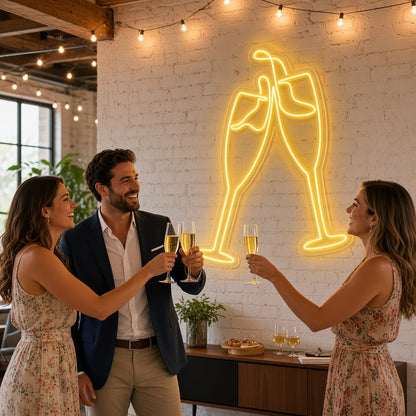 Champagne Glasses Toast Bar Decor LED Neon Sign - lifestyle view