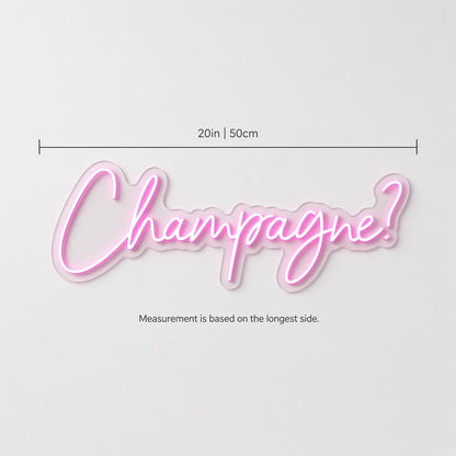 Champagne LED Neon Sign - size guide