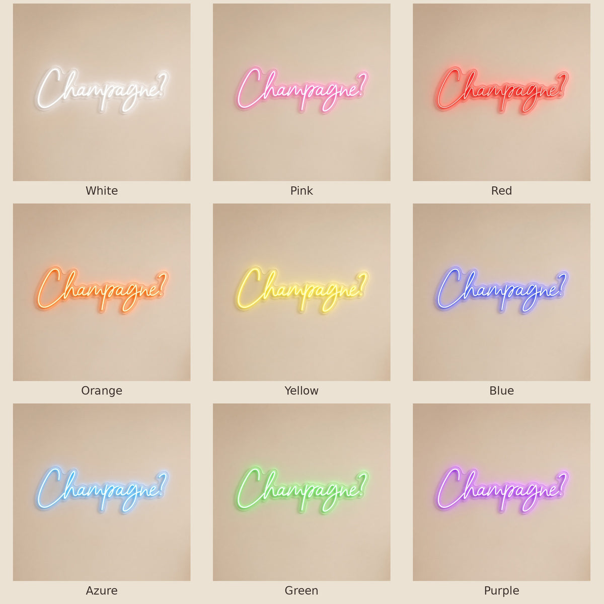 Champagne LED Neon Sign - nine-color grid