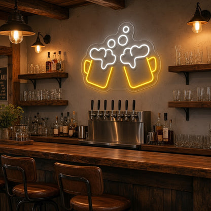 Cheers Beer Mugs Bar Pub Wall Decor LED Neon Sign - lifestyle view