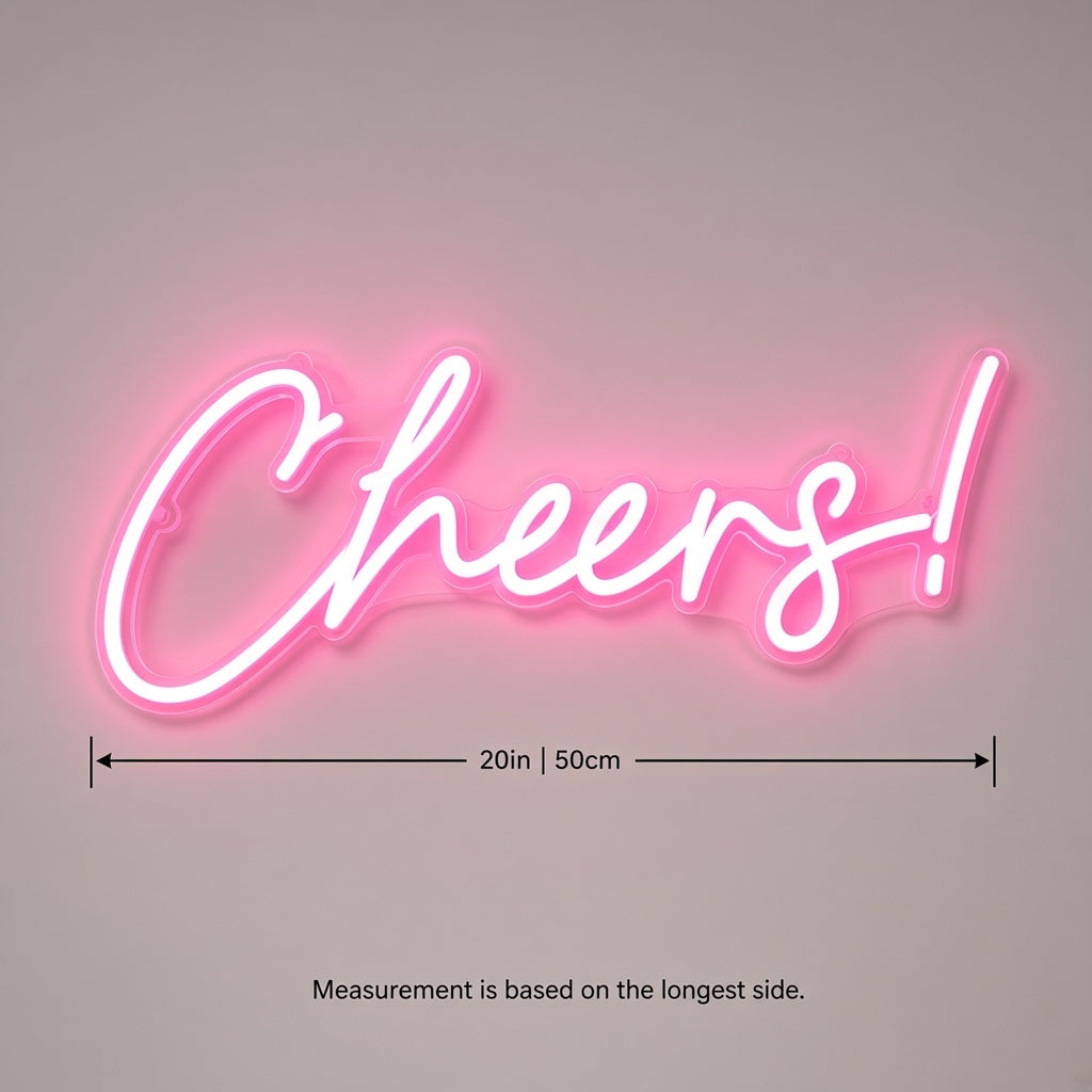 Cheers LED Neon Sign - size guide