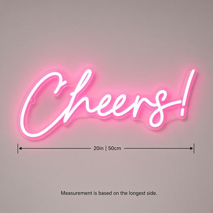 Cheers LED Neon Sign - size guide