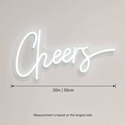 Cheers Wedding Decor LED Neon Sign - size guide