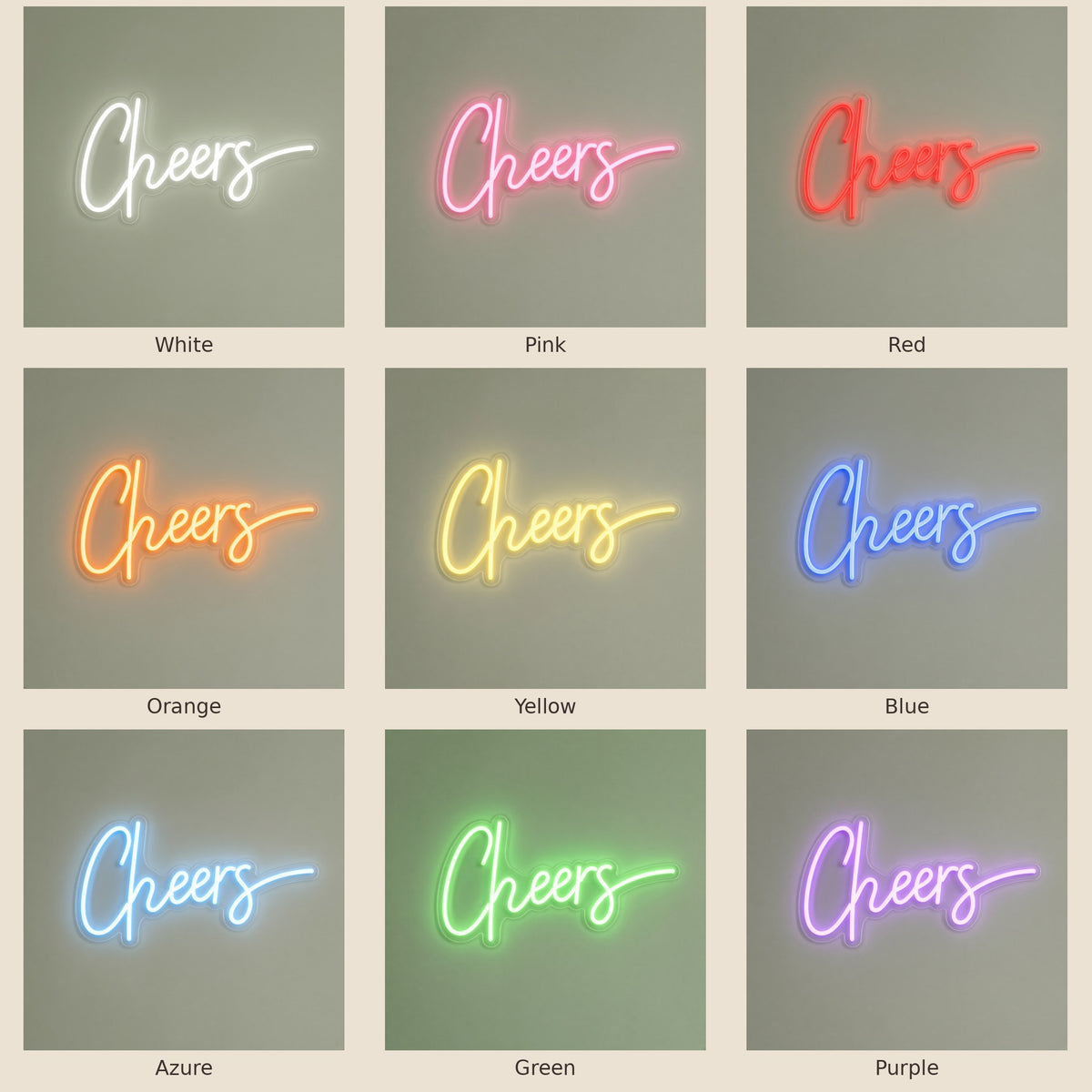 Cheers Wedding Decor LED Neon Sign - nine-color grid
