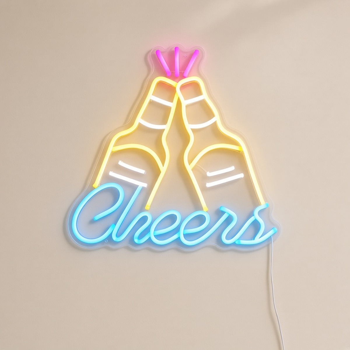 Cheers Clinking Beer Bottles for Man Cave Bar Wall LED Neon Sign - natural light view