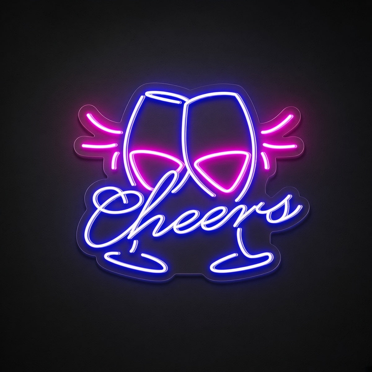 Cheers Royal Toasting Wine Glasses Wine for Bar LED Neon Sign - product hero