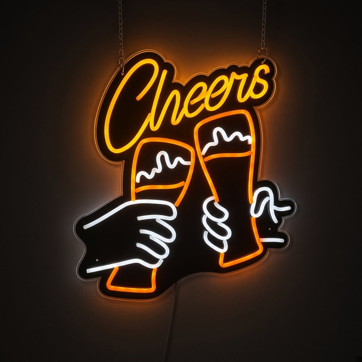 Cheers Two Clinking Beer Glasses Hands for Bar Pub LED Neon Sign - product hero