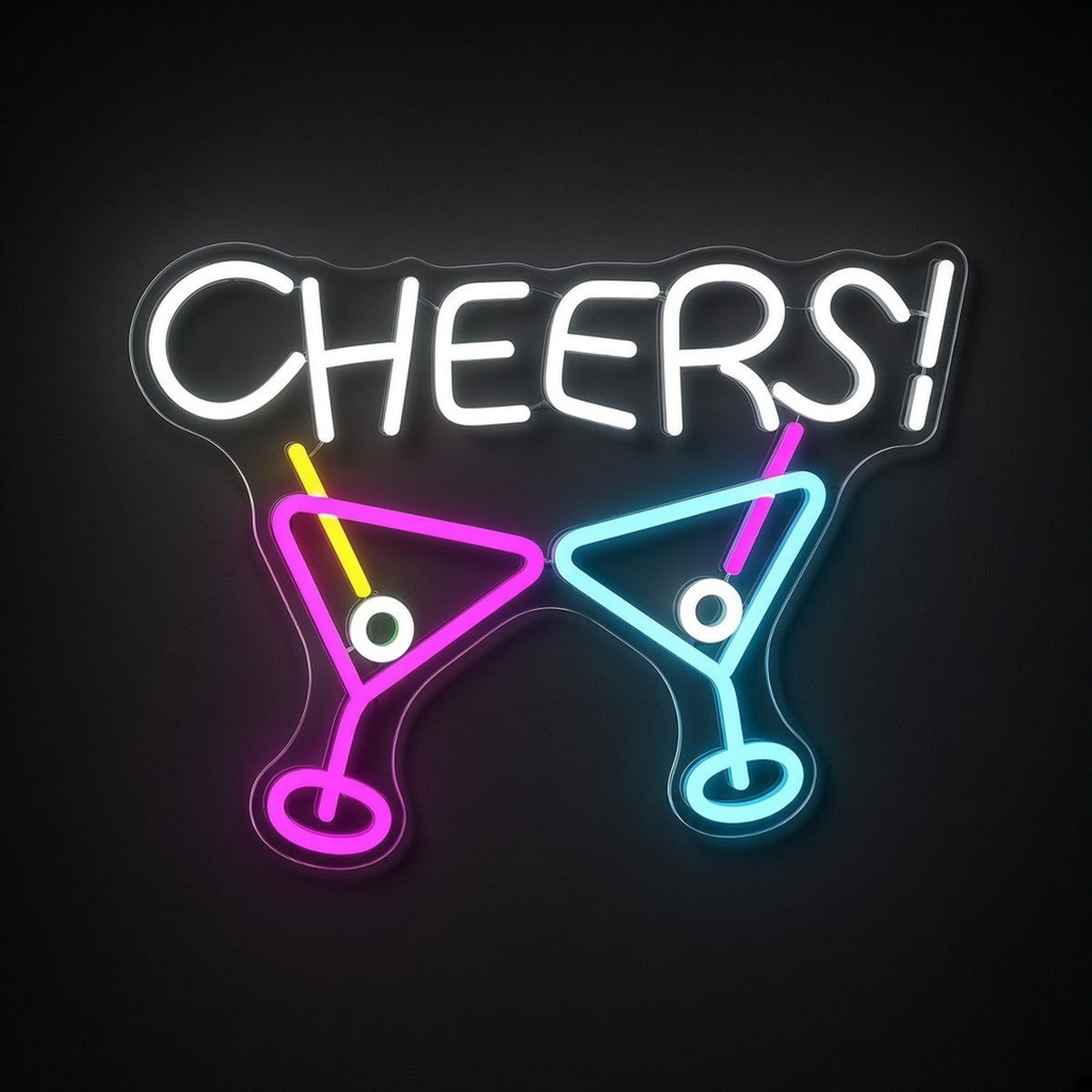 Cheers Letters Martini Glasses for Home Bar Party LED Neon Sign - product hero