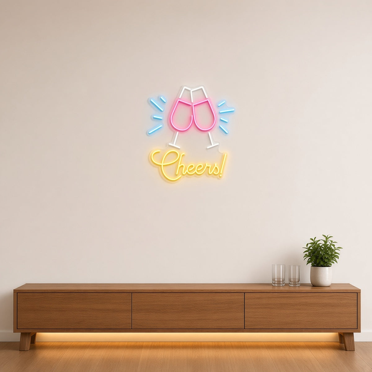 Cheers Toasting Glasses Sparkles for Party LED Neon Sign - lifestyle view