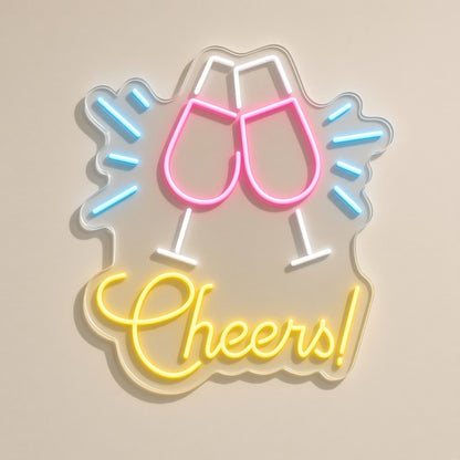 Cheers Toasting Glasses Sparkles for Party LED Neon Sign - natural light view