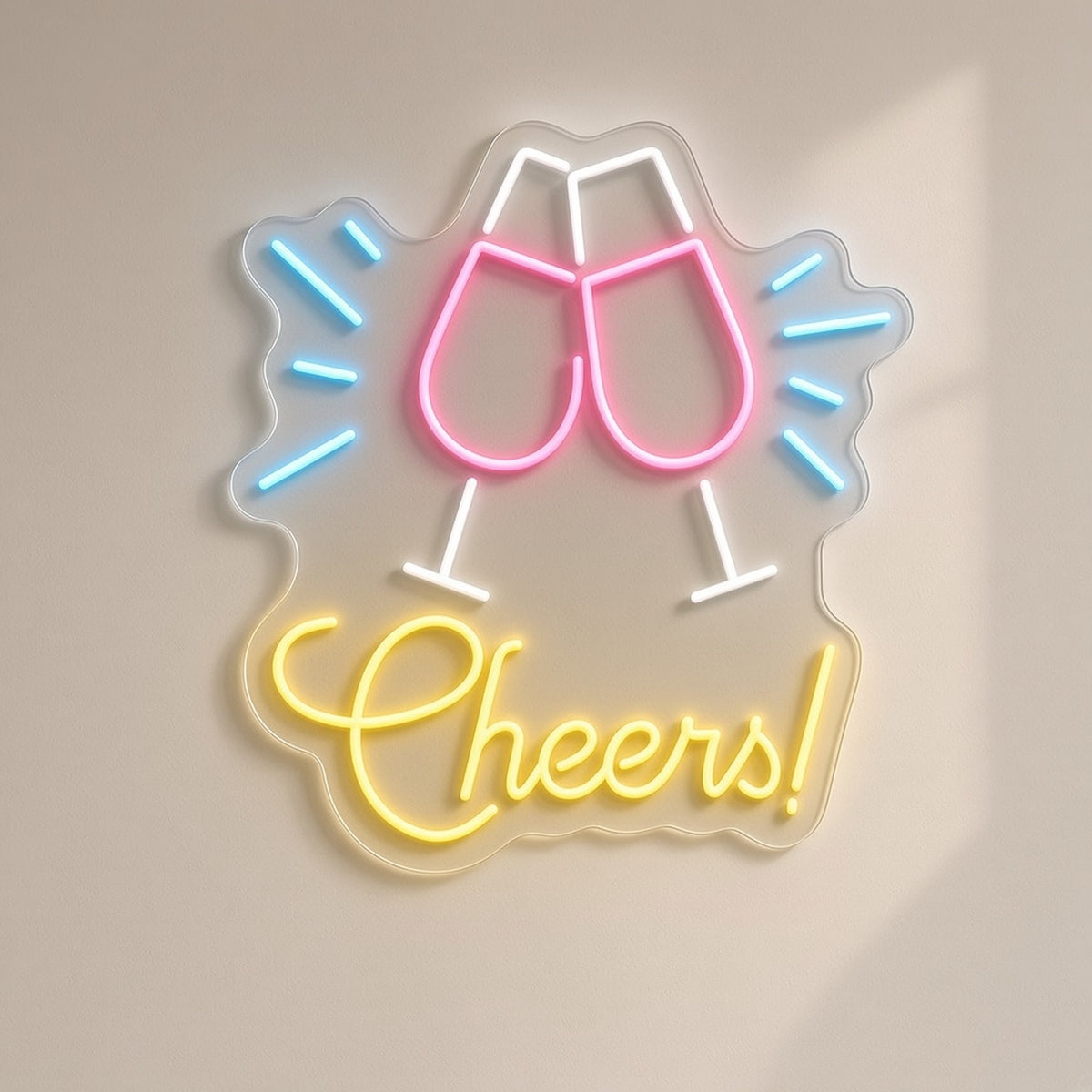 Cheers Wine Glasses for Wine Bar Wall LED Neon Sign - natural light view