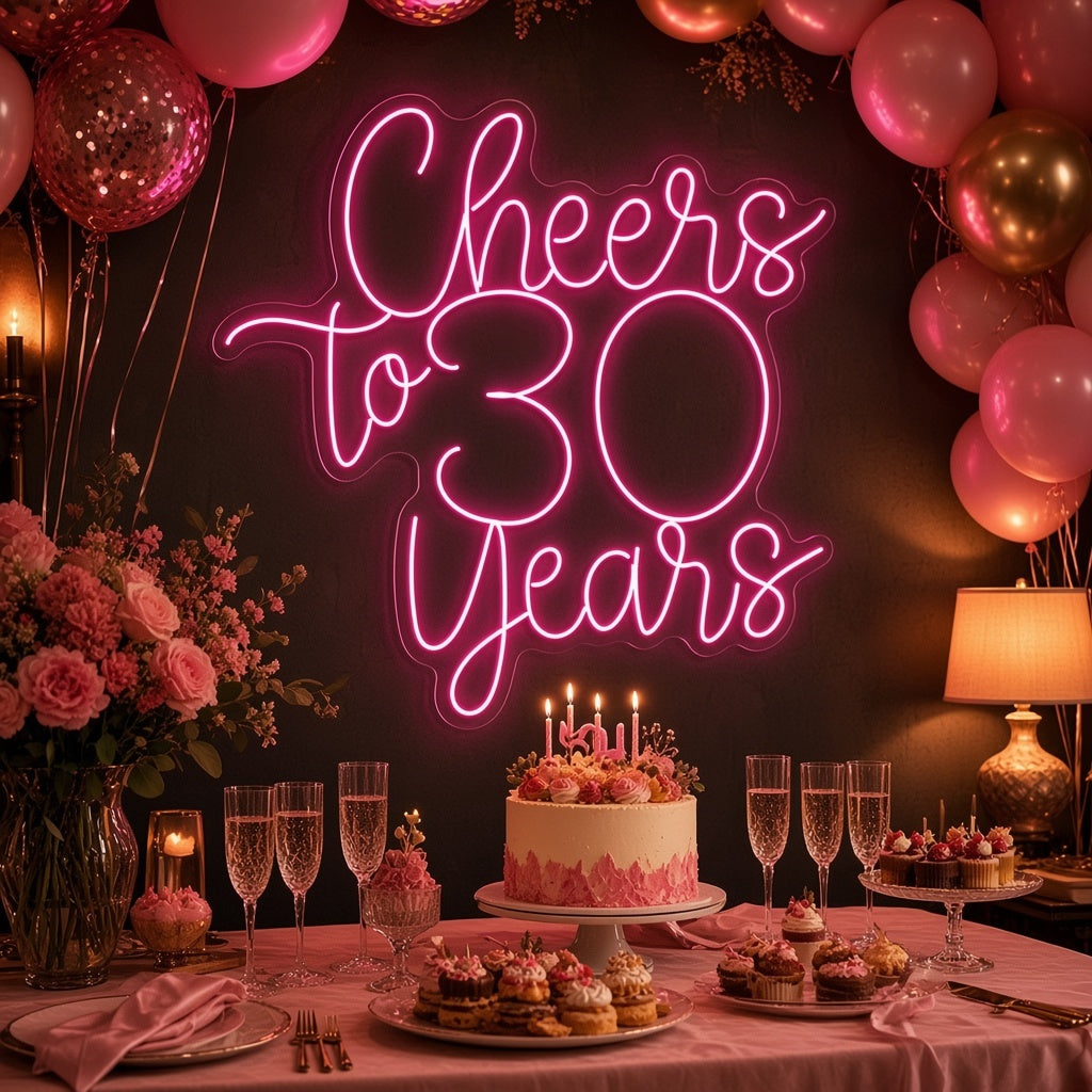 Cheers To 30 Years LED Neon Sign - advertising view