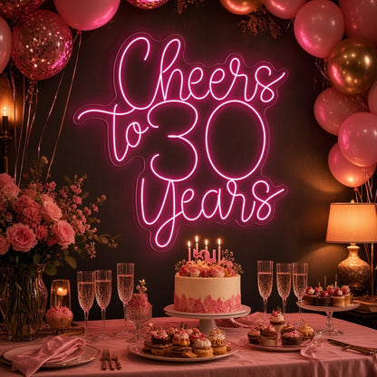 Cheers To 30 Years LED Neon Sign - advertising view