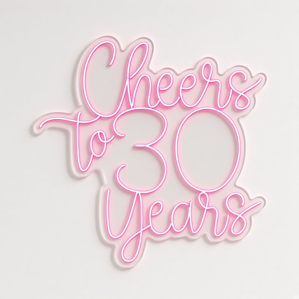 Cheers To 30 Years LED Neon Sign - natural light view