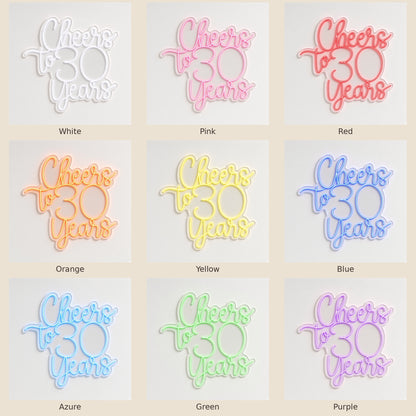 Cheers To 30 Years LED Neon Sign - nine-color grid