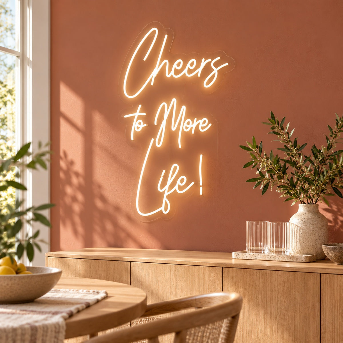 Cheers To More Life LED Neon Sign - lifestyle view