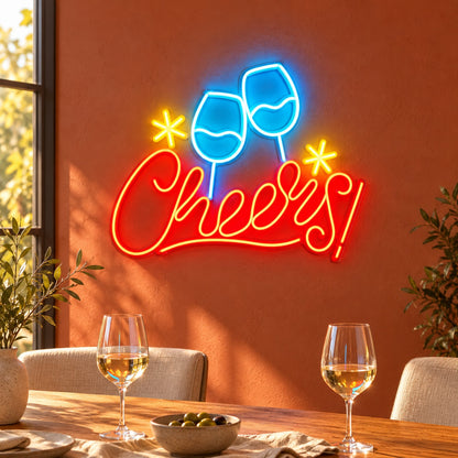 Cheers! Wine Glasses LED Neon Sign - lifestyle view