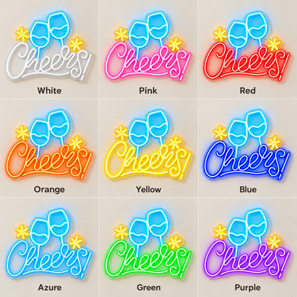 Cheers! Wine Glasses LED Neon Sign - nine-color grid