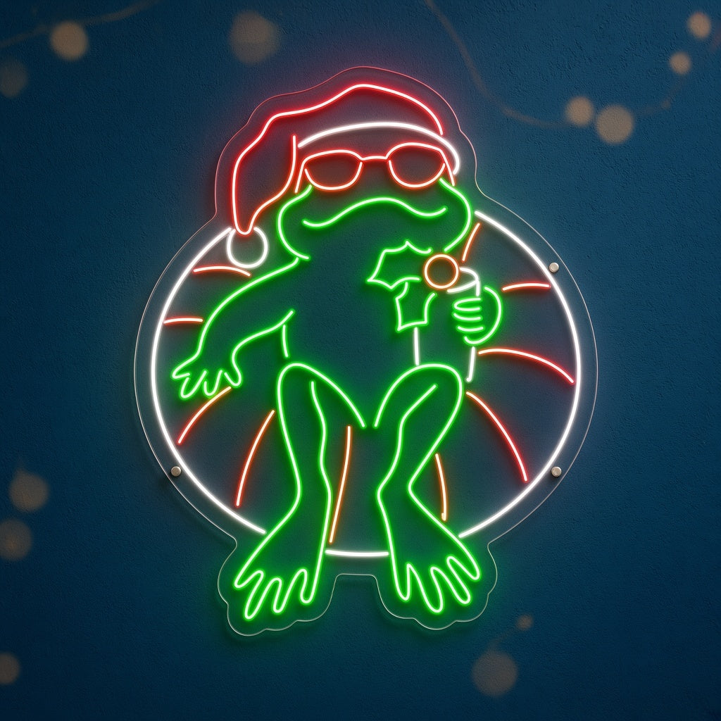 Christmas Frog on Pool Float LED Neon Sign - product hero