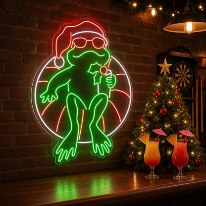 Christmas Frog on Pool Float LED Neon Sign - advertising view