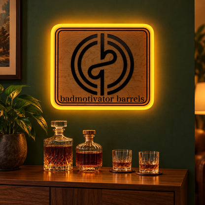Circular Monogram Emblem LED Neon Sign - advertising view