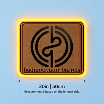 Circular Monogram Emblem LED Neon Sign - size guide