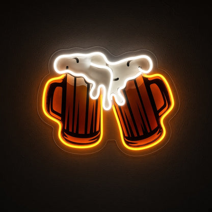 Clinking Beer Mugs UV Print Foam Light for Home Bar LED Neon Sign - product hero