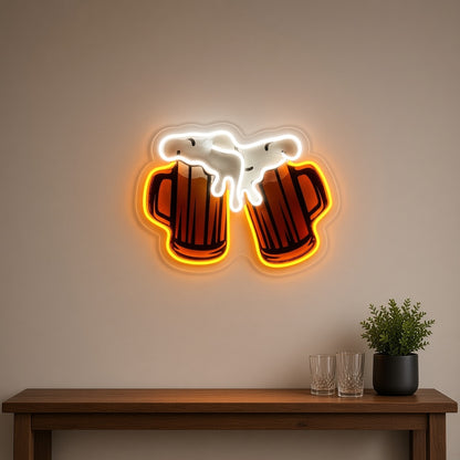 Clinking Beer Mugs UV Print Foam Light for Home Bar LED Neon Sign - lifestyle view