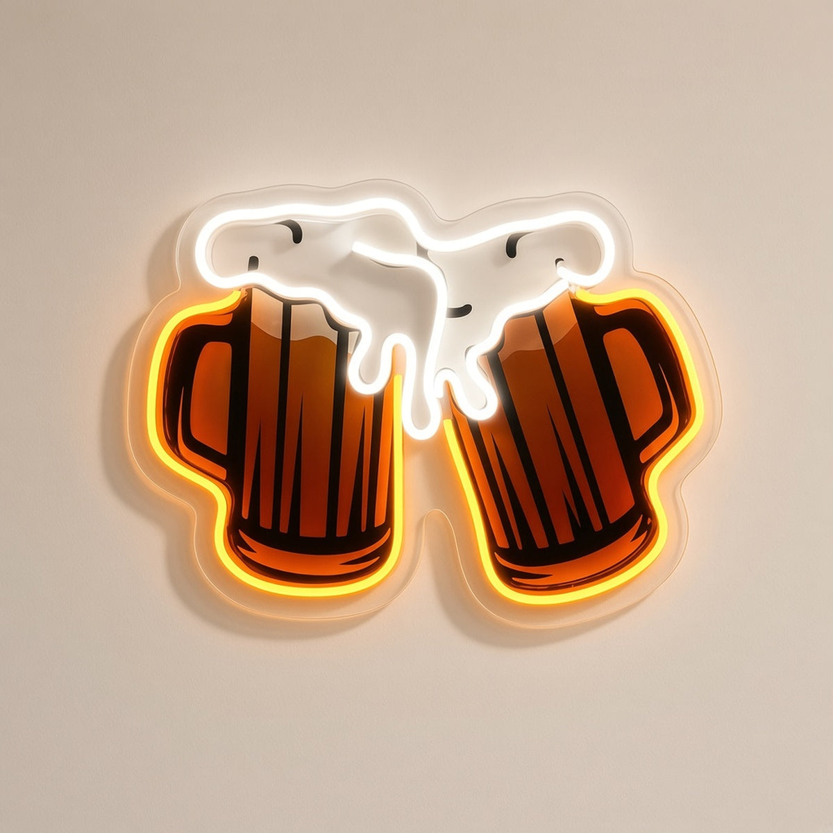 Clinking Beer Mugs UV Print Foam Light for Home Bar LED Neon Sign - natural light view