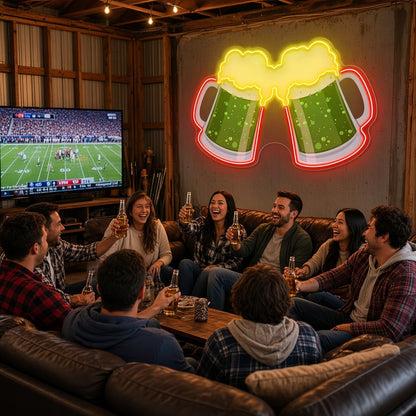 Clinking Beer Mugs LED Neon Sign - lifestyle view