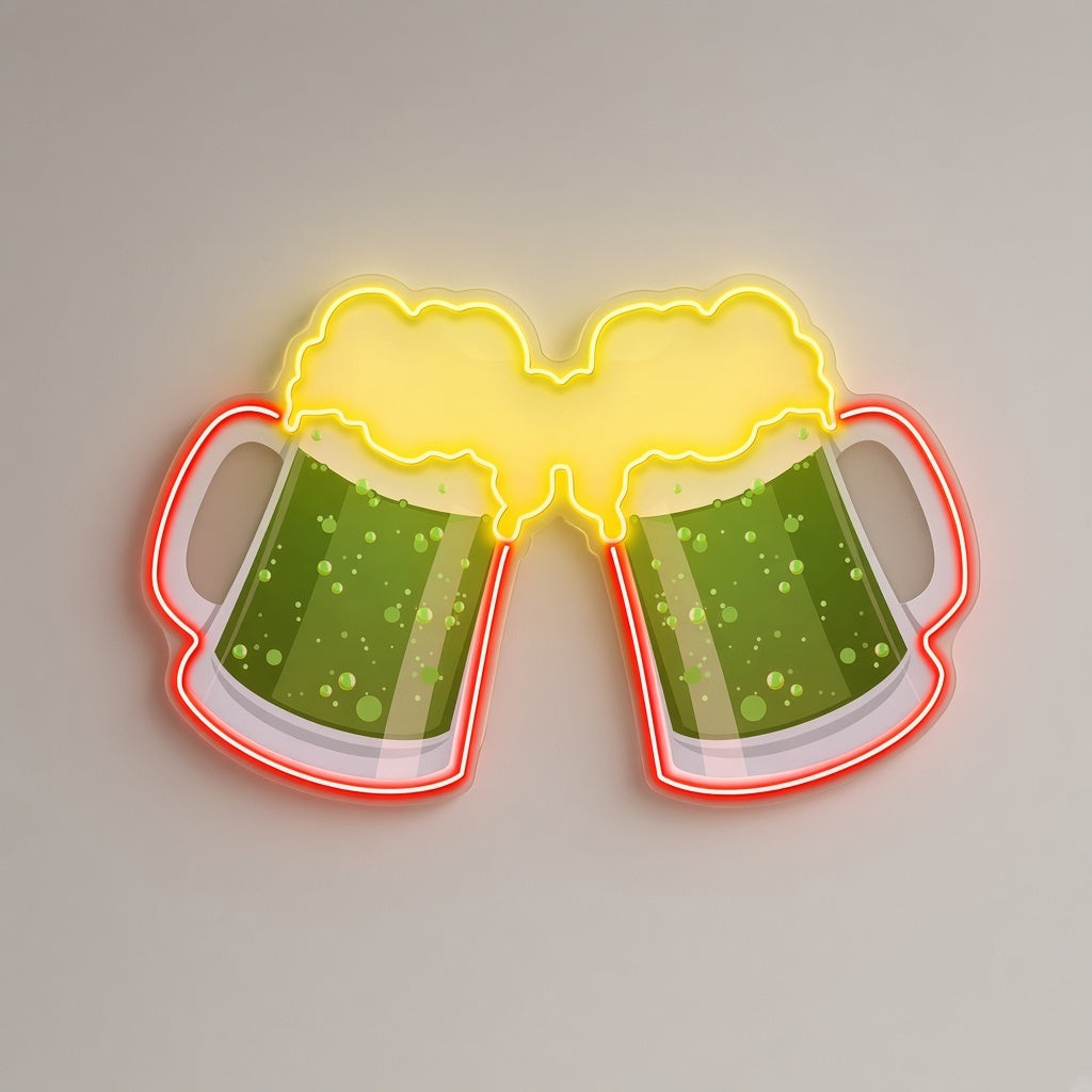 Clinking Beer Mugs LED Neon Sign - natural light view