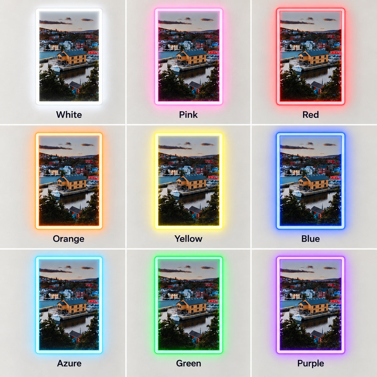 Coastal Harbor Scene LED Neon Sign - nine-color grid