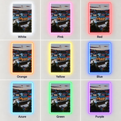 Coastal Harbor Scene LED Neon Sign - nine-color grid