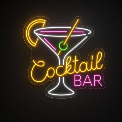 Cocktail Bar Martini Glass Lemon for Home Bar Lounge LED Neon Sign - product hero