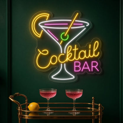 Cocktail Bar Martini Glass Lemon for Home Bar Lounge LED Neon Sign - advertising view