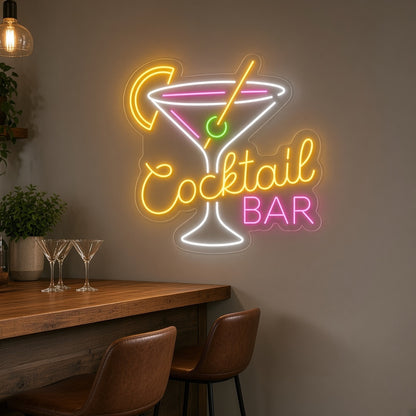 Cocktail Bar Martini Glass Lemon for Home Bar Lounge LED Neon Sign - lifestyle view