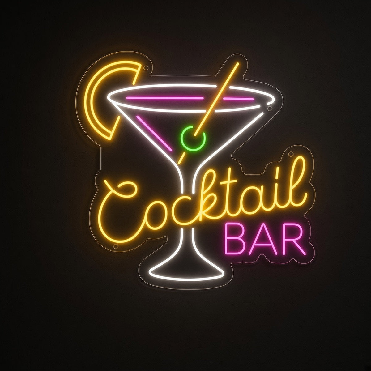 Cocktail Bar Martini Lemon Twist Olive for Basement Bar LED Neon Sign - product hero