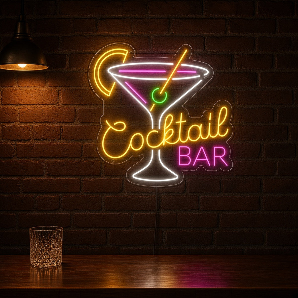 Cocktail Bar Martini Lemon Twist Olive for Basement Bar LED Neon Sign - advertising view