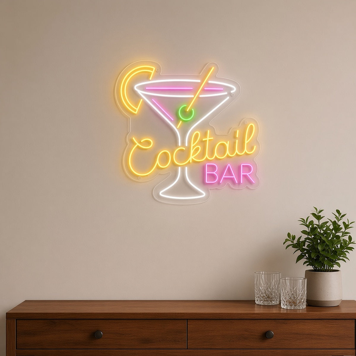 Cocktail Bar Martini Lemon Twist Olive for Basement Bar LED Neon Sign - lifestyle view